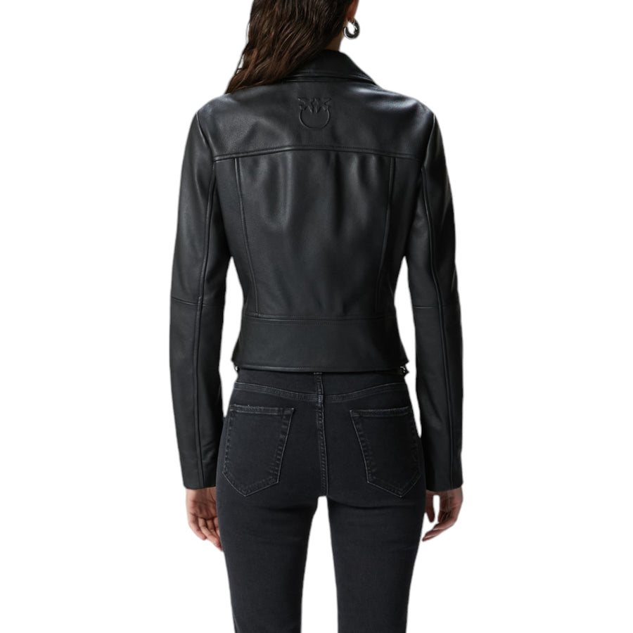 Giacca donna biker corta in nappa con zip