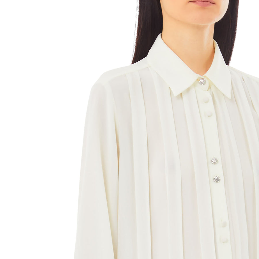 Camicia donna in georgette con pieghe