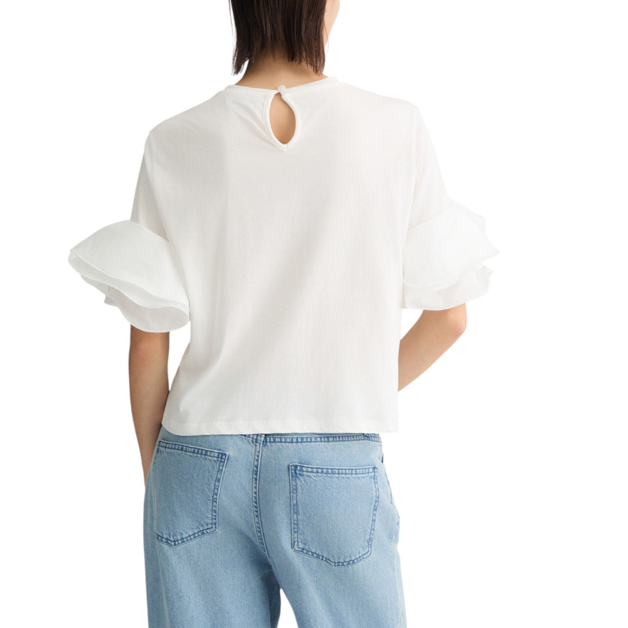 T-shirt donna bianca con volant