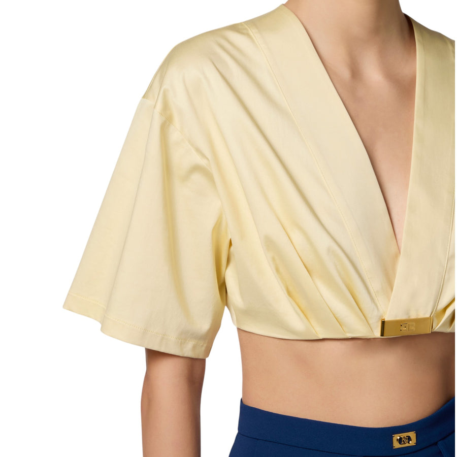 Top donna in cotone stretch con dettaglio logo