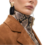 Blazer donna in finta pelle scamosciata con gilet effetto serpente