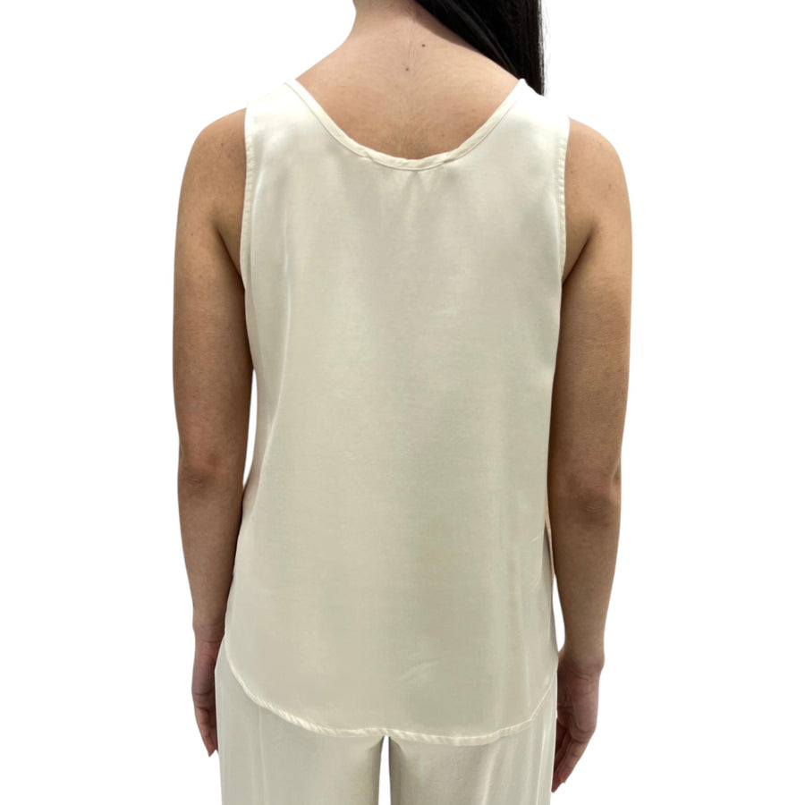 Top donna con scollo a V in raso