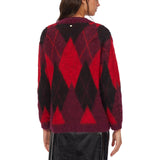 Cardigan donna a losanghe in lana e alpaca