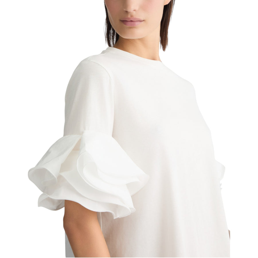 T-shirt donna bianca con volant