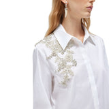 Camicia donna in popeline con ricamo