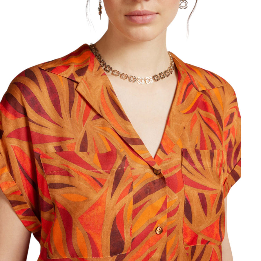 Camicia donna dalla stampa foliage