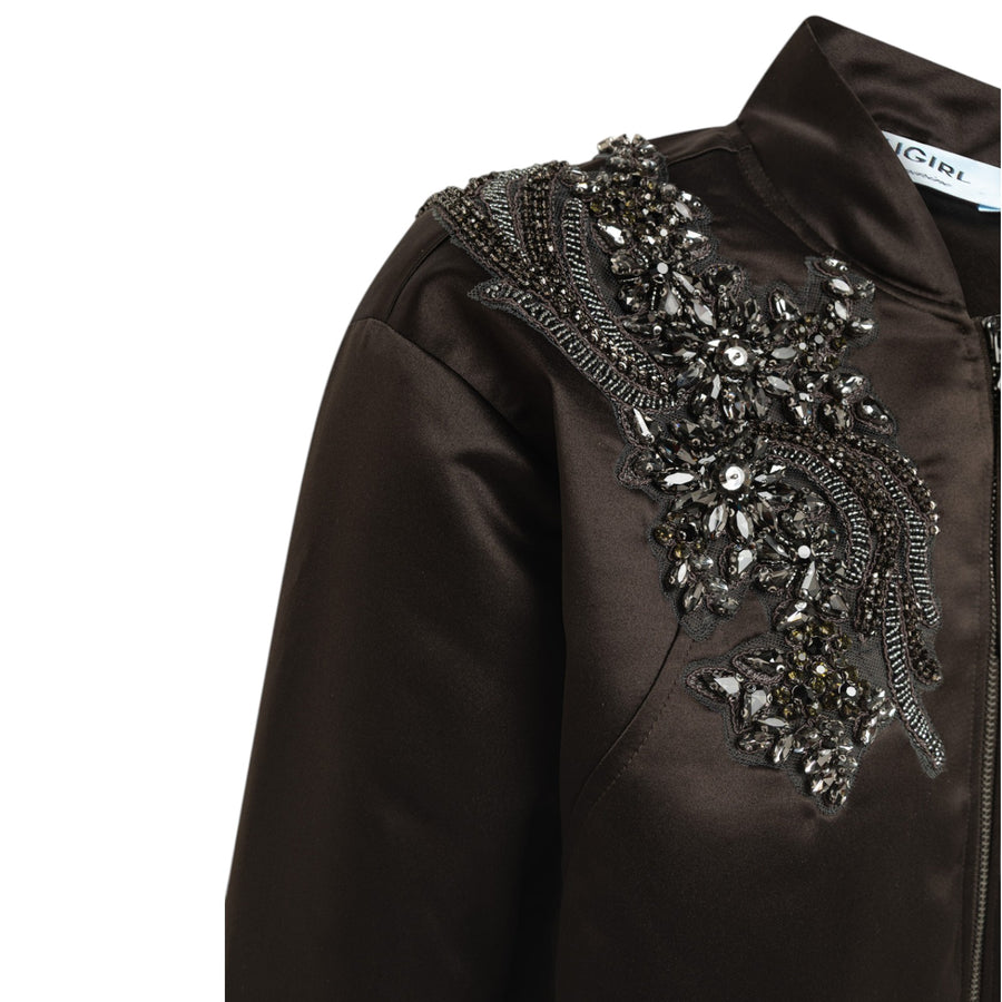 Bomber donna in duchesse con ricamo