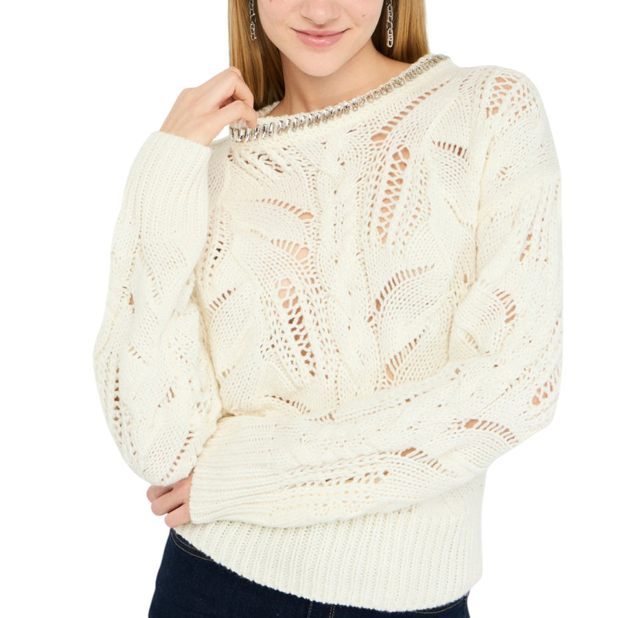 Maglia donna traforata con pietre gioiello