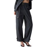 Pantaloni donna cargo in flanella