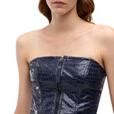 Top donna bustier con stampa coccodrillo e zip