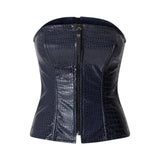 Top donna bustier con stampa coccodrillo e zip