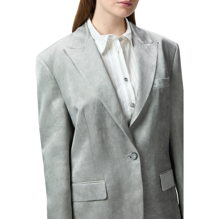 Blazer donna monopetto in raso fiammato