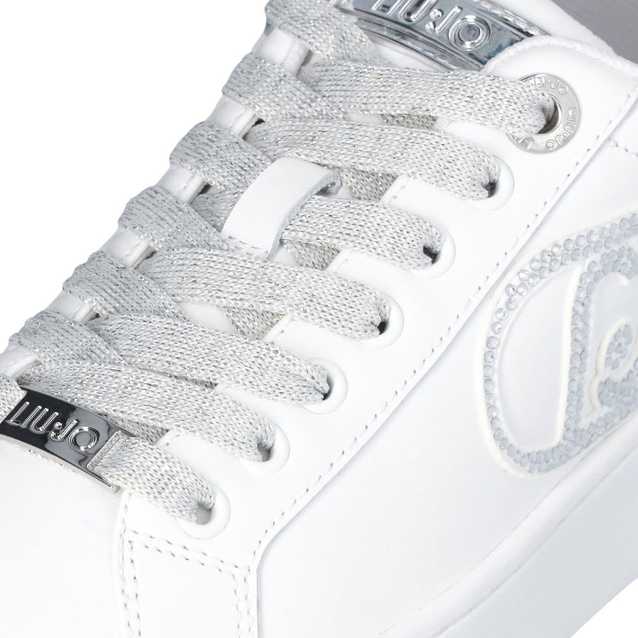 Sneakers donna bianche con logo gioiello