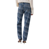 Jeans donna straight con strass