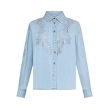 Camicia donna in denim con pizzo