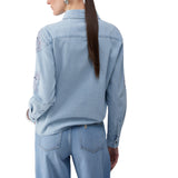 Camicia donna in denim con pizzo