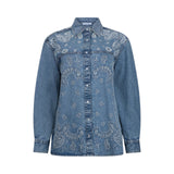 Camicia donna in denim con ricami