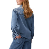 Camicia donna in denim con ricami