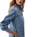 Camicia donna in denim con ricami