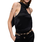 Tuta donna lunga in satin con fusciacca
