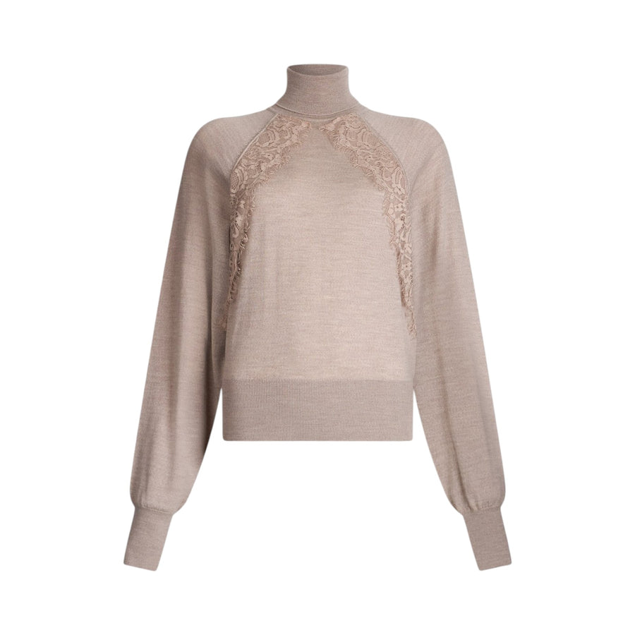 Dolcevita donna in lana con pizzo