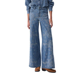 Jeans donna flare con ricami