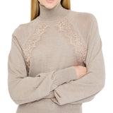 Dolcevita donna in lana con pizzo