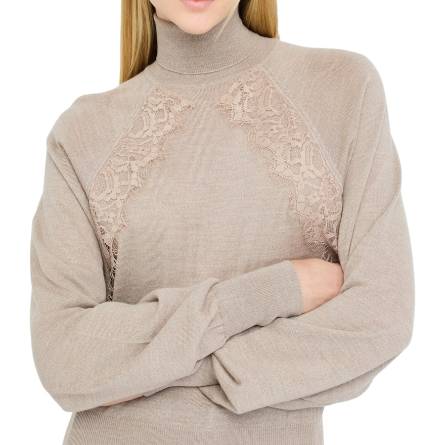 Dolcevita donna in lana con pizzo