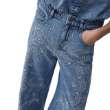 Jeans donna flare con ricami