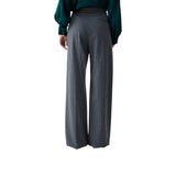 Pantaloni donna gessati in misto lana