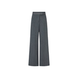 Pantaloni donna gessati in misto lana