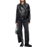 Giacca Donna biker stile chiodo in nappa con borchie