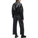 Giacca Donna biker stile chiodo in nappa con borchie