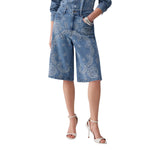 Bermuda donna in denim con ricami