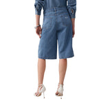 Bermuda donna in denim con ricami