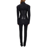 Top donna bustier effetto pelle con sfere decorative