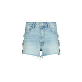 Short donna in denim con ricami gioiello