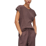 T-shirt donna con occhielli decorativi