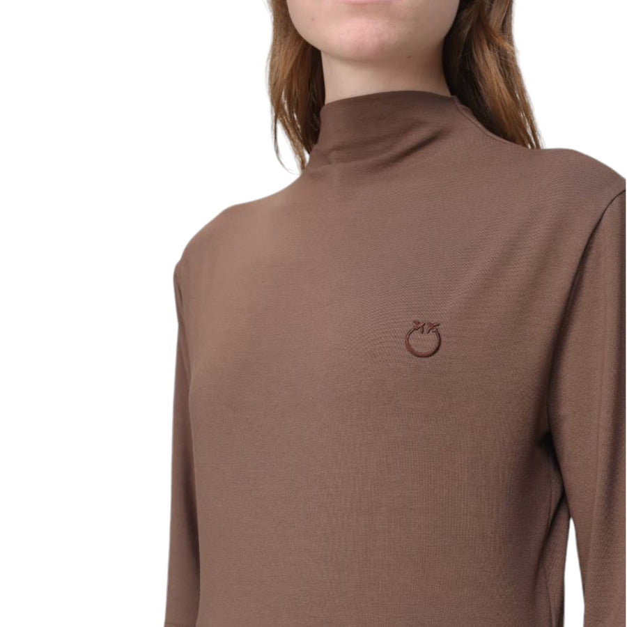 Maglia donna maniche tre quarti con ricamo logo