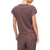 T-shirt donna con occhielli decorativi