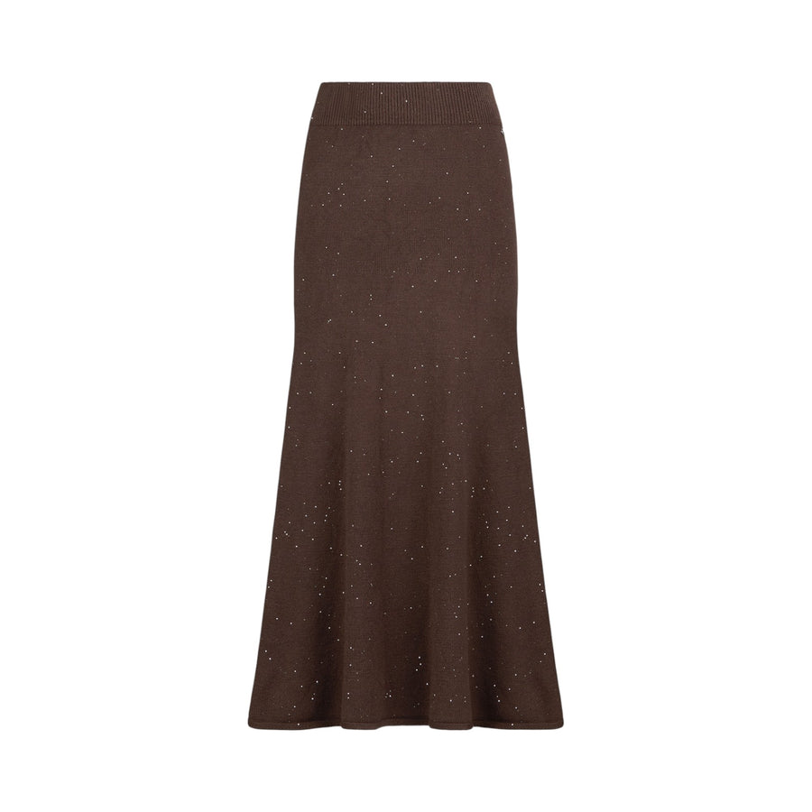 Gonna donna midi in maglia con paillettes