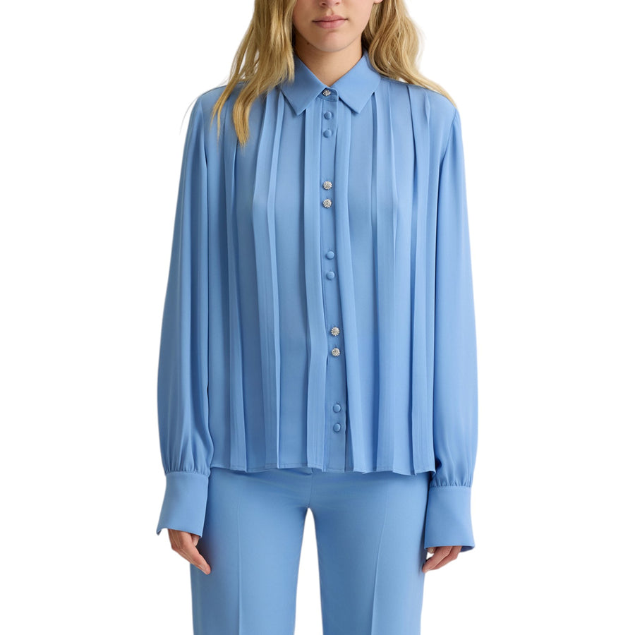 Camicia donna in georgette con pieghe