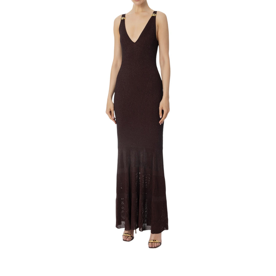 Abito donna Red Carpet in maglia lurex con balza