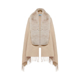 Stola donna in maglia con collo faux fur