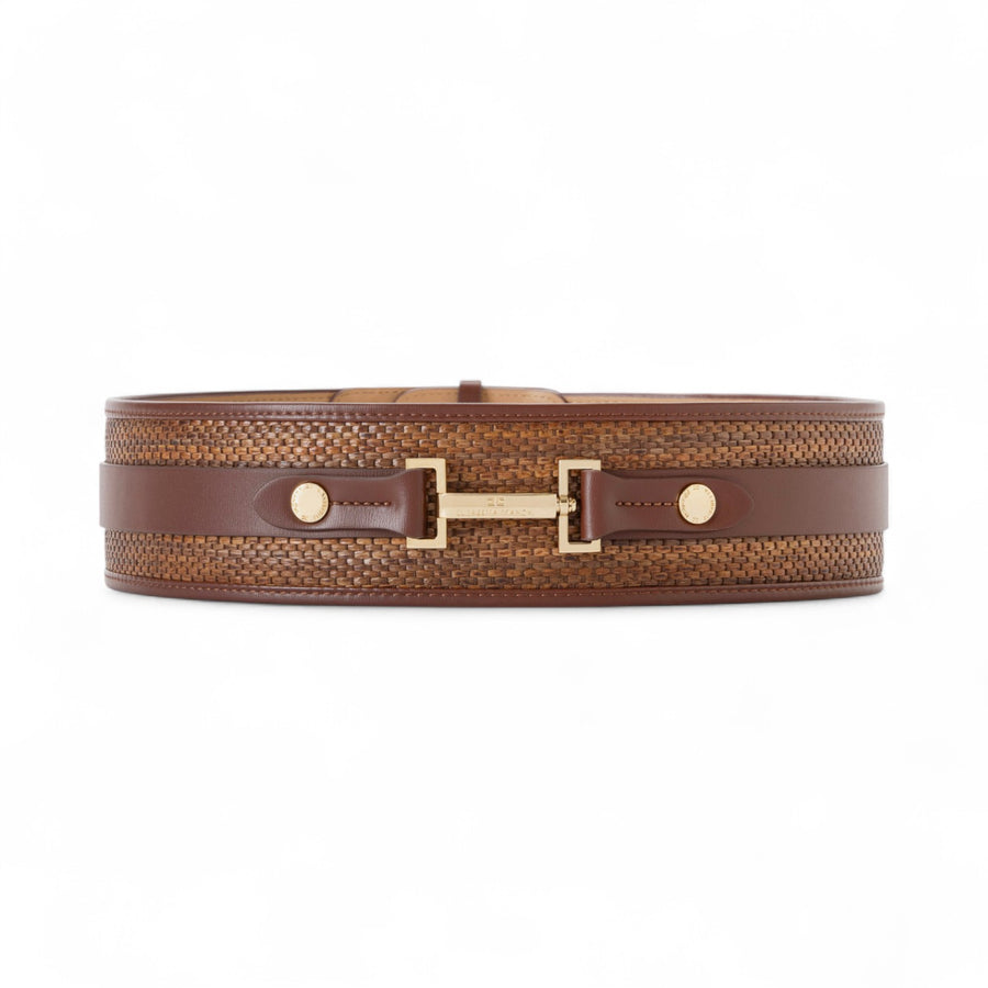Cintura donna in rafia con logo gioiello