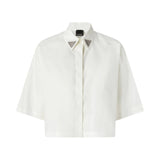 Camicia donna cropped con dettagli metallici