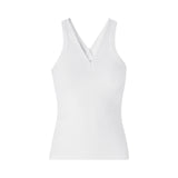 Canotta donna a costine con scollo a V e logo PINKO