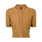 Cardigan donna cropped a mezza manica con colletto