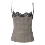 Top Donna a quadri con pizzo