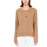 Maglia donna in misto lana con intarsi